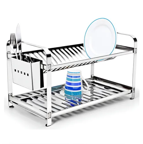 Mak-inox 0420p Escorredor 20 Pratos com Porta Talher em Aço Inox