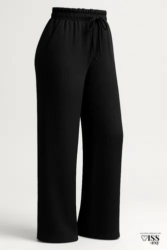 Calça Feminina Alfaiataria Wide Leg Social Pantalona Preta Gg