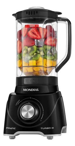 Liquidificador Pratic Turbo Iii Mondial 550w L-93-bg Preto 220v