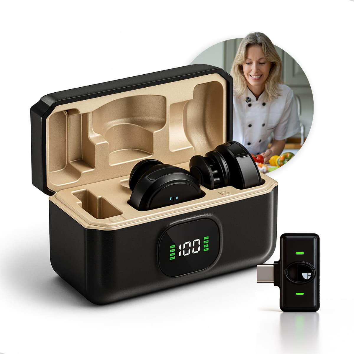 Microfone Lapela Redondo Imã Sem Fio Preto Duplo Anti Ruído Liggi Tipo C