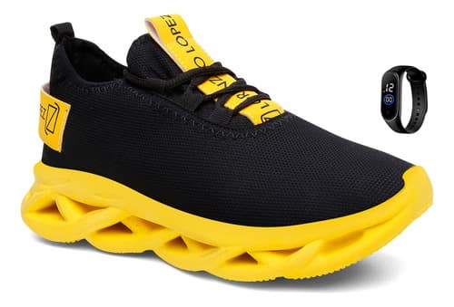 Tênis Masculino Academia Esportivo Sofisticado Relógio Top