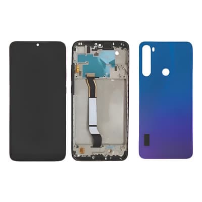 Tela Display para Redmi Note 8 C/aro + Tampa Traseira Azul Preto