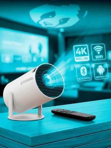 Projetor Smart Portátil Full HD 4K Bluetooth Wifi Cor Branco Android 11.0 5g Tv Cinema em Casa Several Importados 127/220v