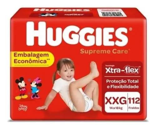 Fralda Supreme Care Mais Conforto e Absorção Dia e Noite Tamanho G 66 Fraldas Huggies Xgg Sem Gênero