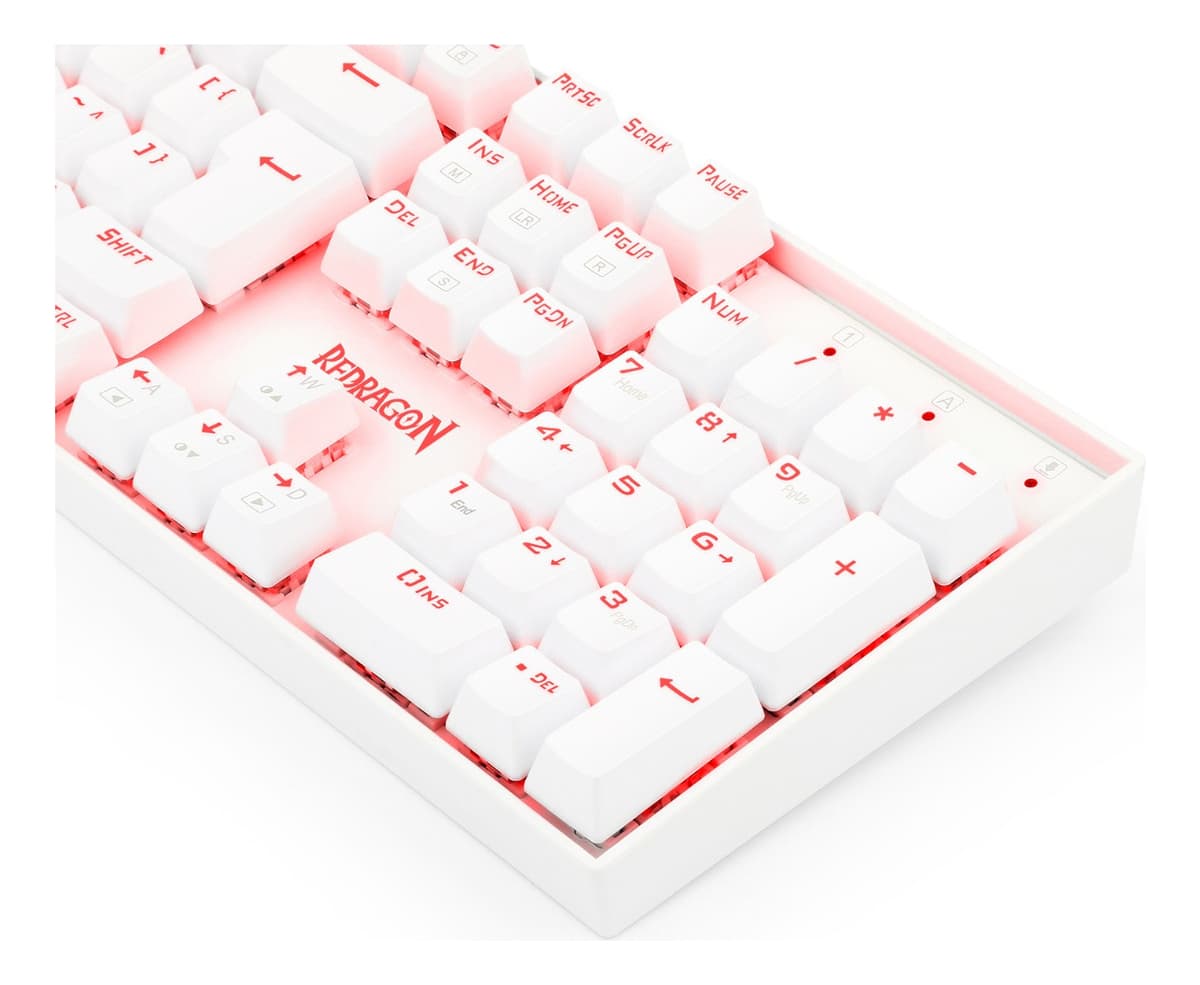 Teclado Redragon Mitra LED Vermelho Lunar White Switch Azul Lunar White Português Abnt2