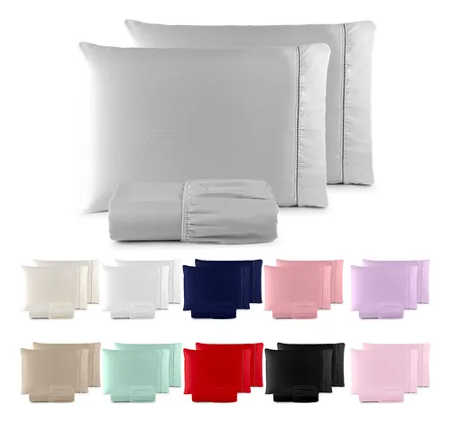 Jogo de Lençol 400 Fios Ponto Palito Cama Queen Saldão