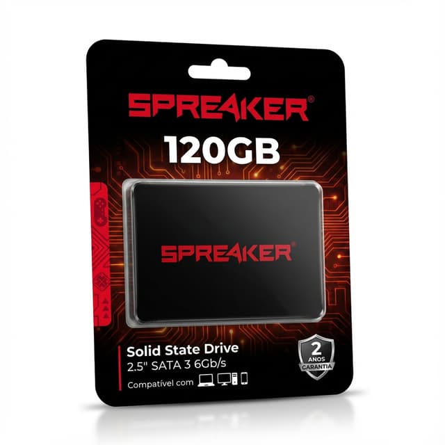 HD SSD Interno 120gb 2,5 Sata3 6gb/s para Computador Pc Notebook Velocidade de Leitura/gravação de 550mb/s - Preto - Spreaker Gamer