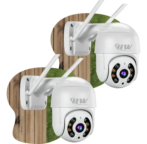 Kit 2câmera Wifi Ip Icsee Prova D'água Infravermelho Externa - Hw Branco