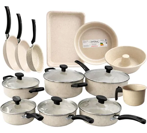 Conjunto Imperial Jogo 13pç Antiaderente Tampa Vidro Cor Bianco