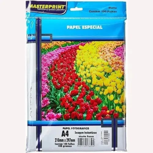 Papel Fotográfico Matte A4 108g Masterprint Branco C/ 100 Folhas