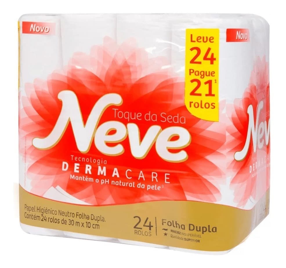 Papel Higiênico Toque de Seda Folha Dupla 24 Unidades Neve
