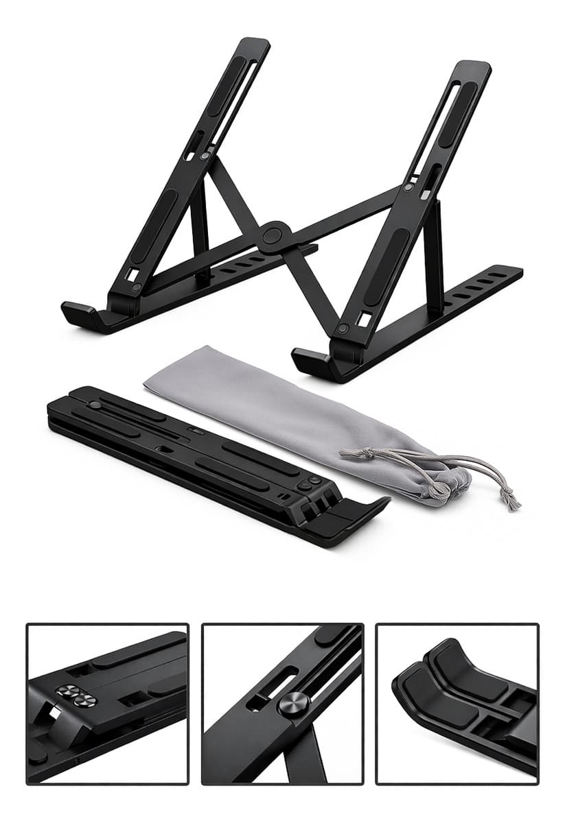 Base Suporte para Notebook Alumínio Portátil Articulado Dobrável Tablet Laptop Mesa Davely