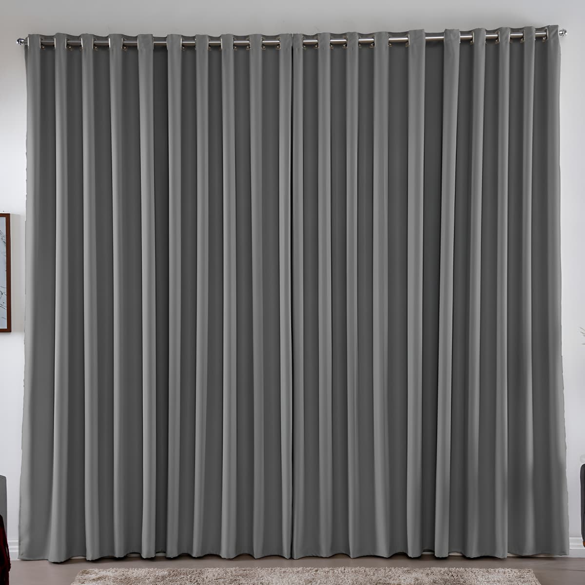 Cortina 4,00x2,80 Metros Blackout Blecaute Cinza Corta Luz em Tecido Grosso para Quarto e Sala Casa Laura Enxovais