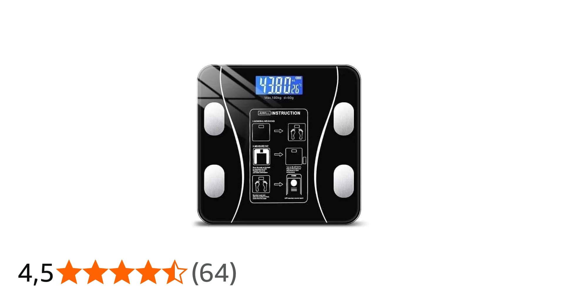 Balanca Bioimpedancia Balança Digital Corporal Bioimpedancia Profissional de Banheiro com Bluetooth Monitoramento Completo Via App Até 180kg | Premium InoVibes