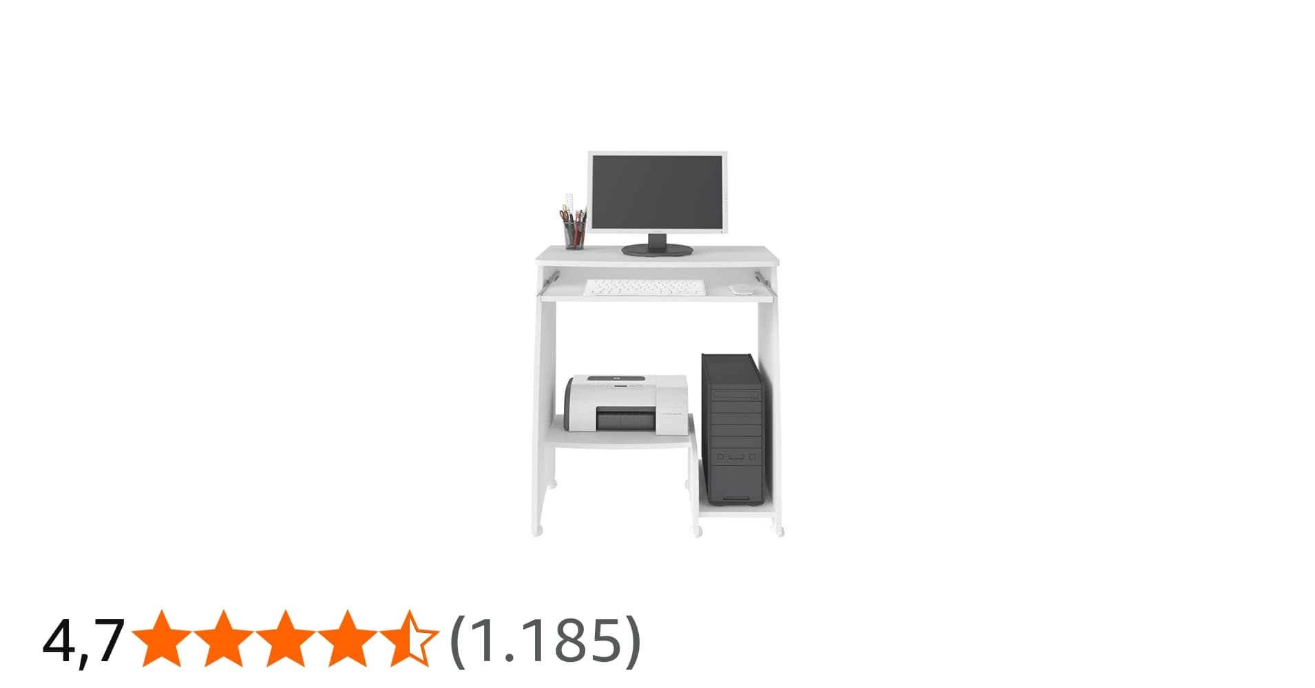 Mesa para Computador com Prateleira Retrátil Pixel Cor Branco - Artely
