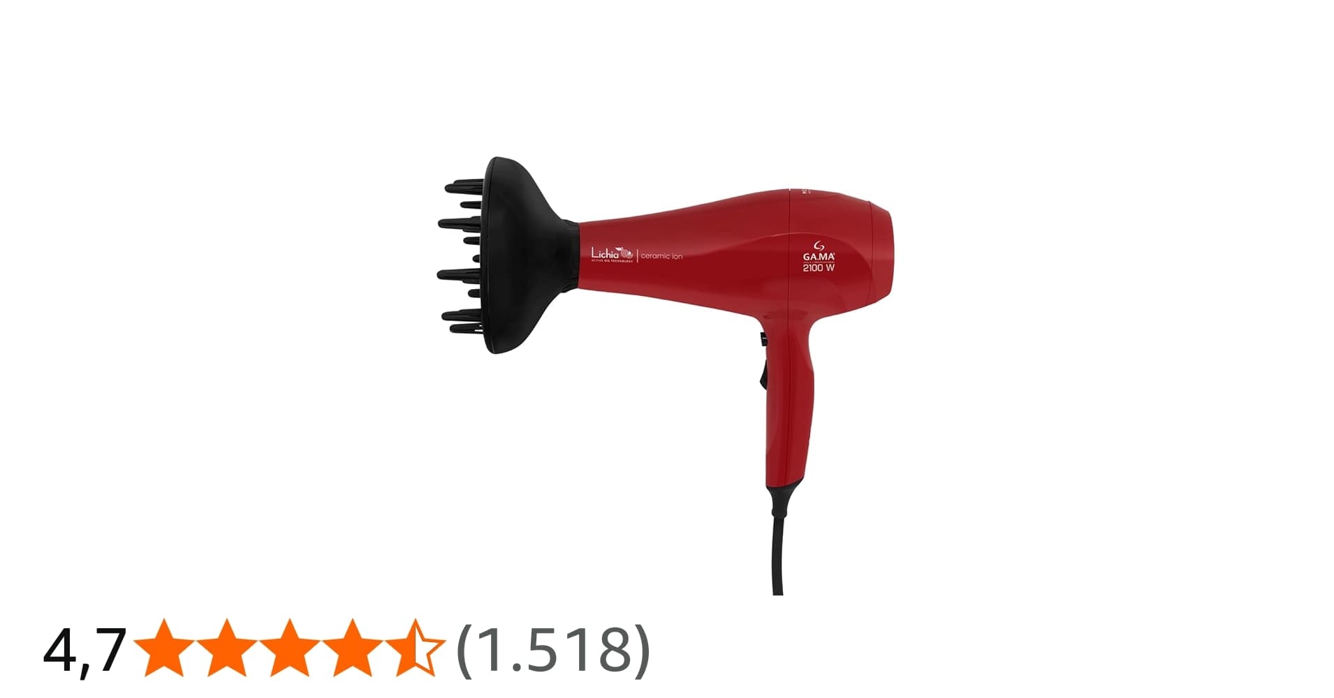 Ga.ma Italy Secador de Cabelo Gama Lichia Ceramic Ion 2100w 127v