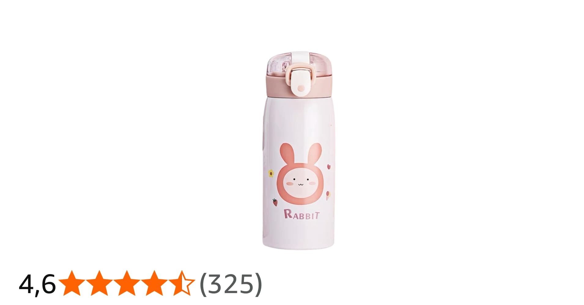 Garrafa Térmica Garrafinha Térmica Infantil Inox Canudo Trava 350 Ml - Desenho Coelho - Tyda