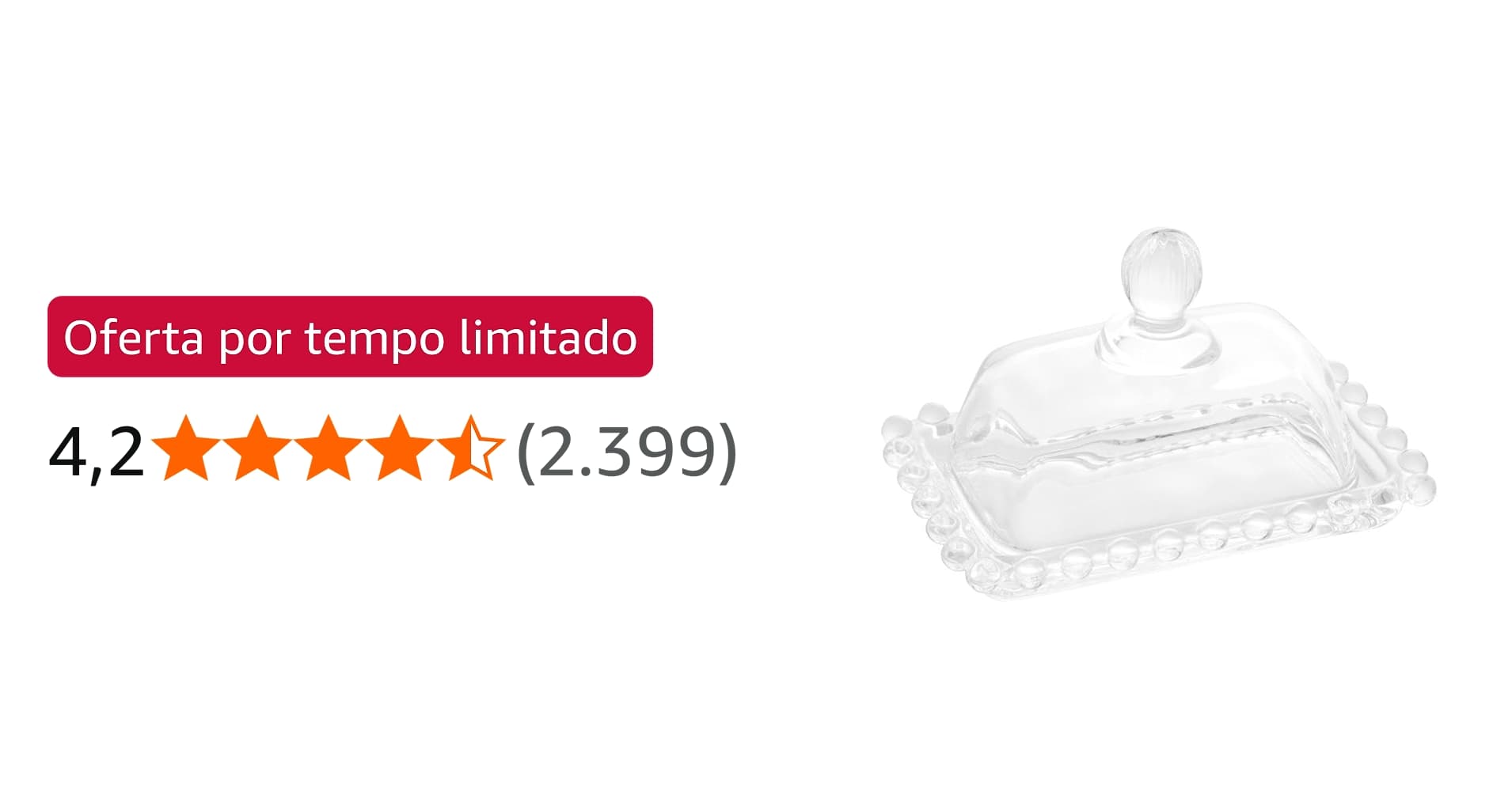 Oferta: Wolff - Manteigueira de Cristal 11cm X 7cm X 7cm - Linha Pearl