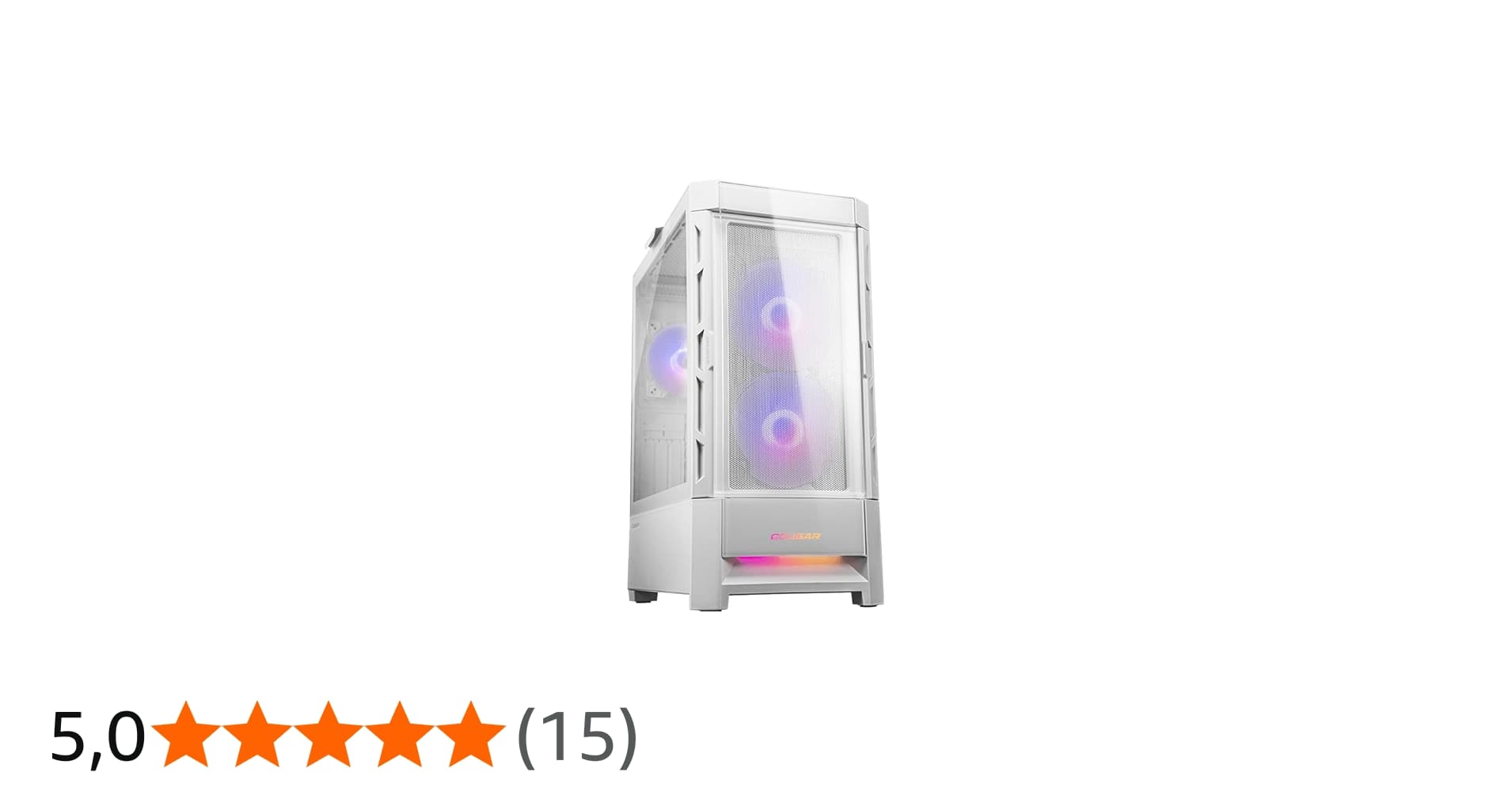 Cougar Gabinete Gamer Duoface Rgb, Vidro Temperado, E-atx, 3x Fans Argb, Branco, 385zd10.0003