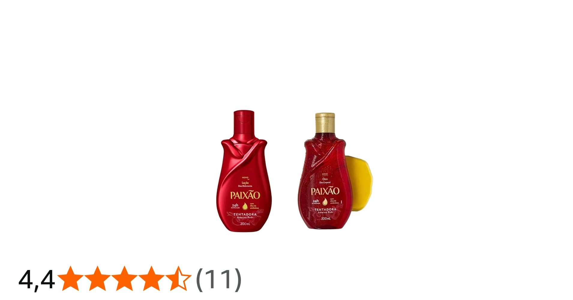 Kit Hidratante Paixão Tentadora Ameixa Rubi 200ml Óleo Corporal, 24h de Hidratação Prolongada, com Óleo de Amêndoas, Pele Macia e Perfumada Sempre (400ml)