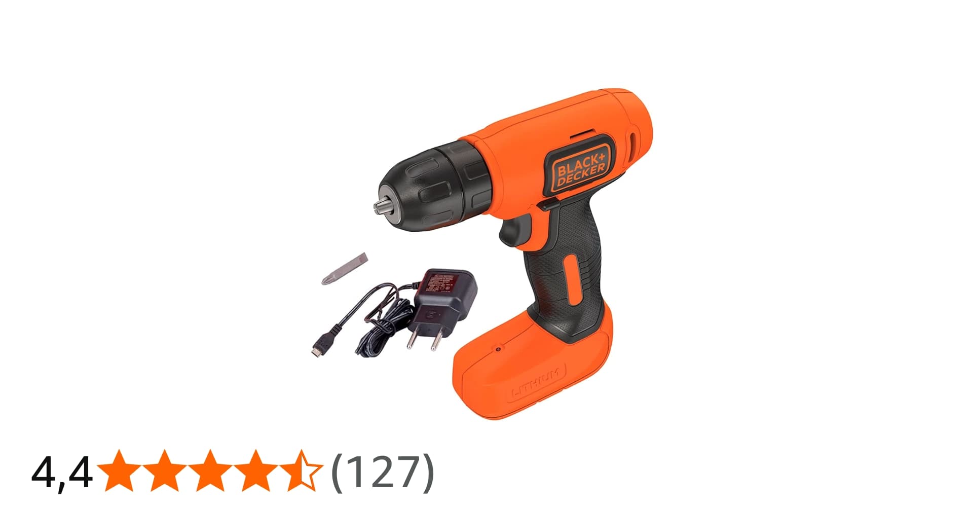 Black+decker Furadeira e Parafusadeira À Bateria 10mm, Carregador Bivolt, Ld008, 8v