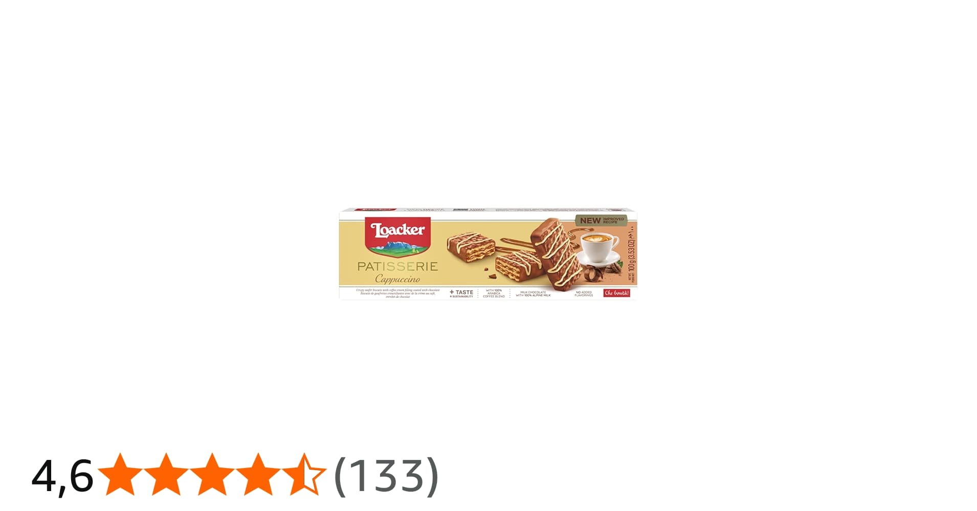 Loacker Biscoito Wafer com Recheio de Creme de Cappuccino Coberto com Chocolate Ao Leite e Brancogran Pasticceria Pacote 100g