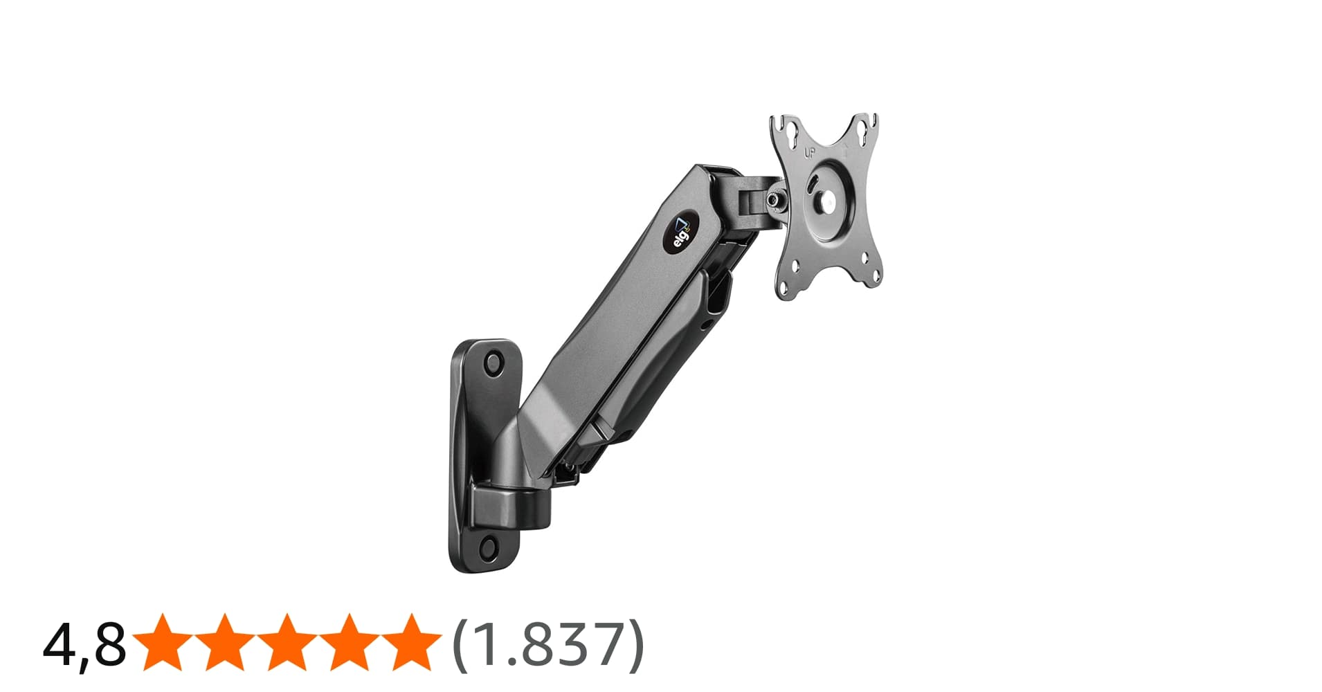 Elg, F410, Suporte Articulado de Parede, Pistão a Gás, Design Ergonômico e Ajustável, Monitores 17'' a 34'', Preto