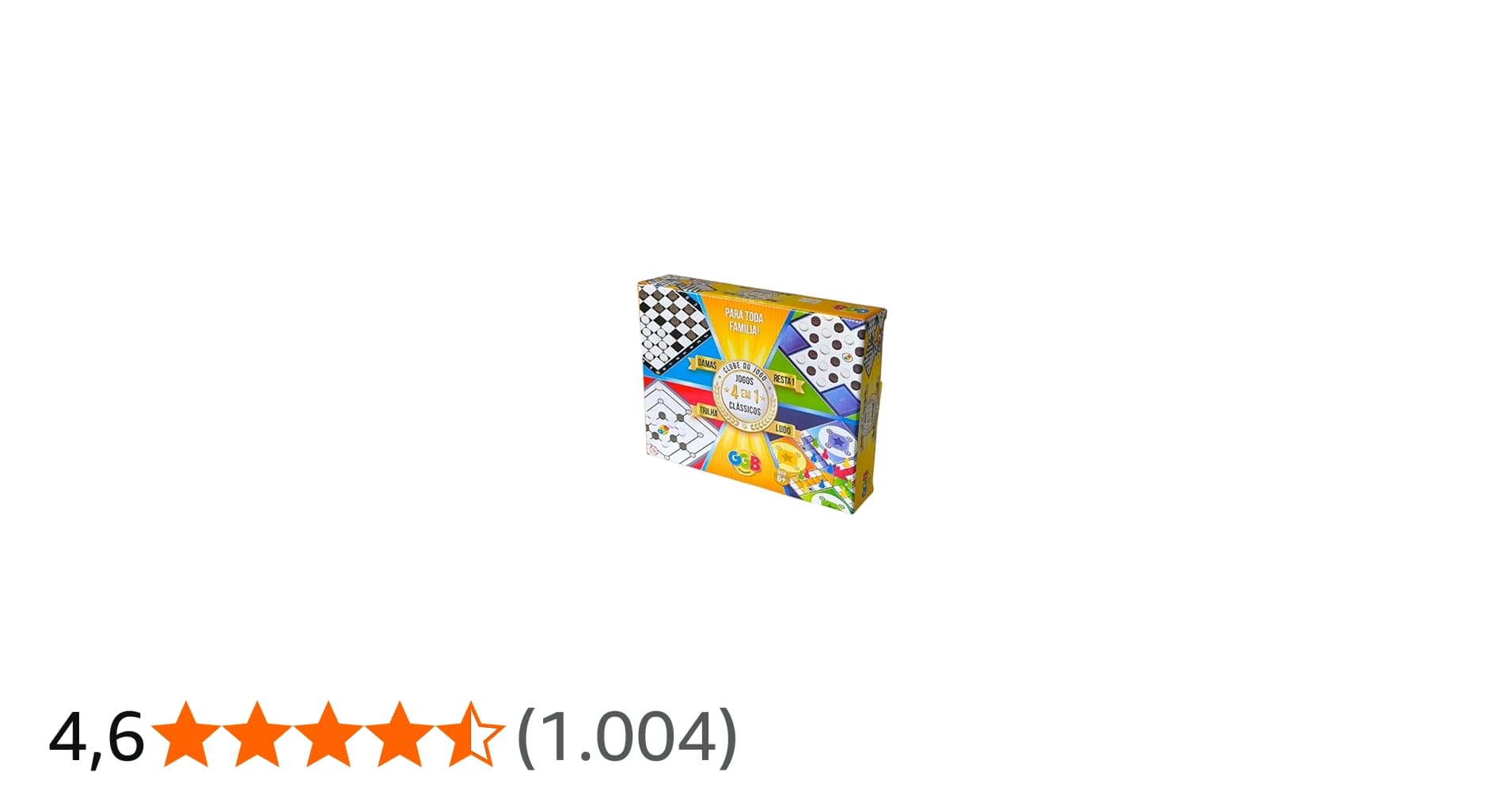 Jogo de Tabuleiro 4 Jogos em 1 Damas, Trilha, Ludo e Resta 1, Ggb Plast, Multicor, 1045