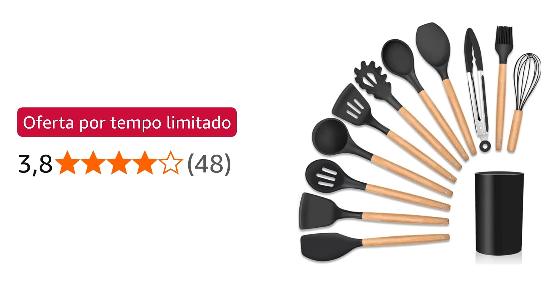 Oferta: Conjunto Utensílios Cozinha Compato em Silicone Kit 12 Peças Leve Premium Antiaderente Espátula Duráveis Confeitar Organizar Cozinhar Resistentes Altas Temperaturas Colher Concha Design