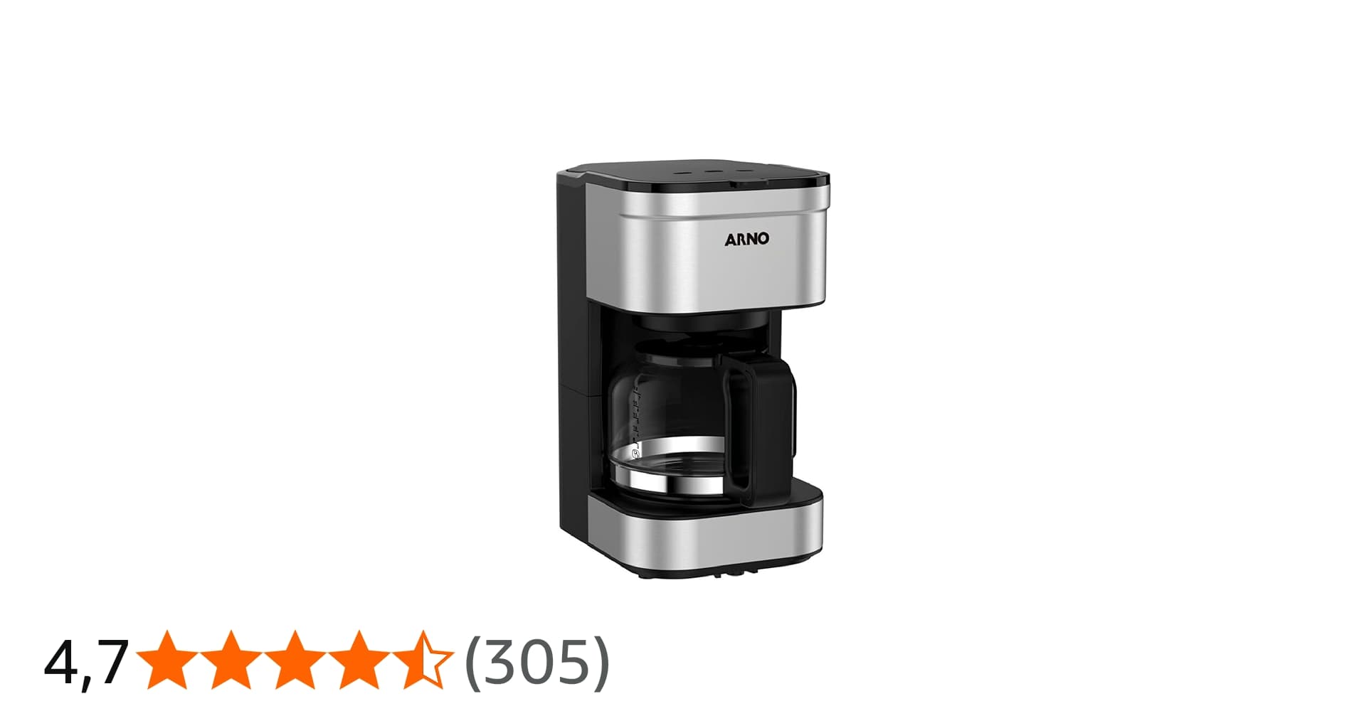Cafeteira Elétrica Arno Preferita Inox 0,75l Cfpf com Sistema Corta Pingos, Jarra de Vidro e Design Compacto, 110v