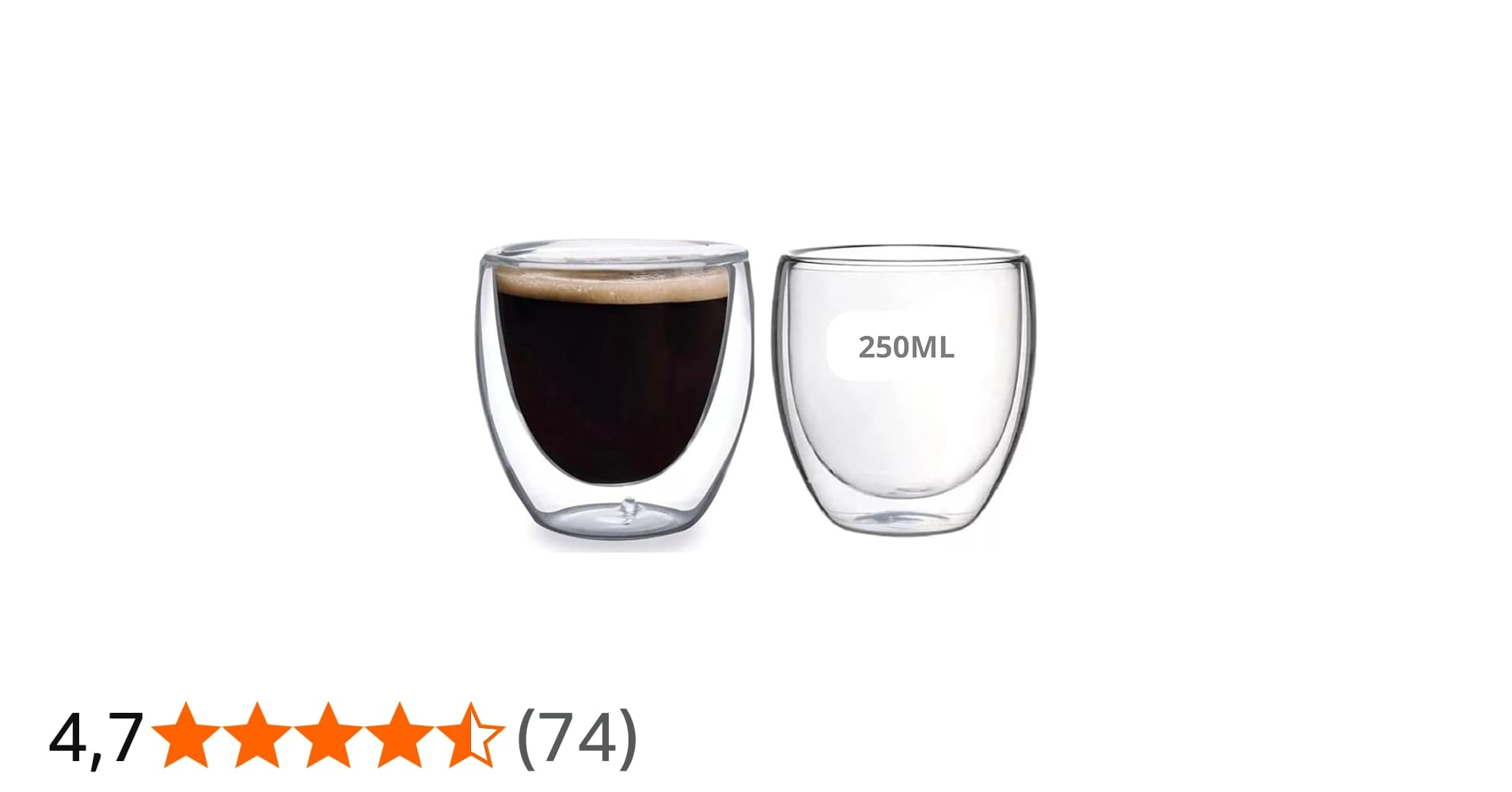 Copo de Vidro Duplo para Café 250ml Conjunto com 2 Peças Isolamento Térmico e Design Moderno Premium