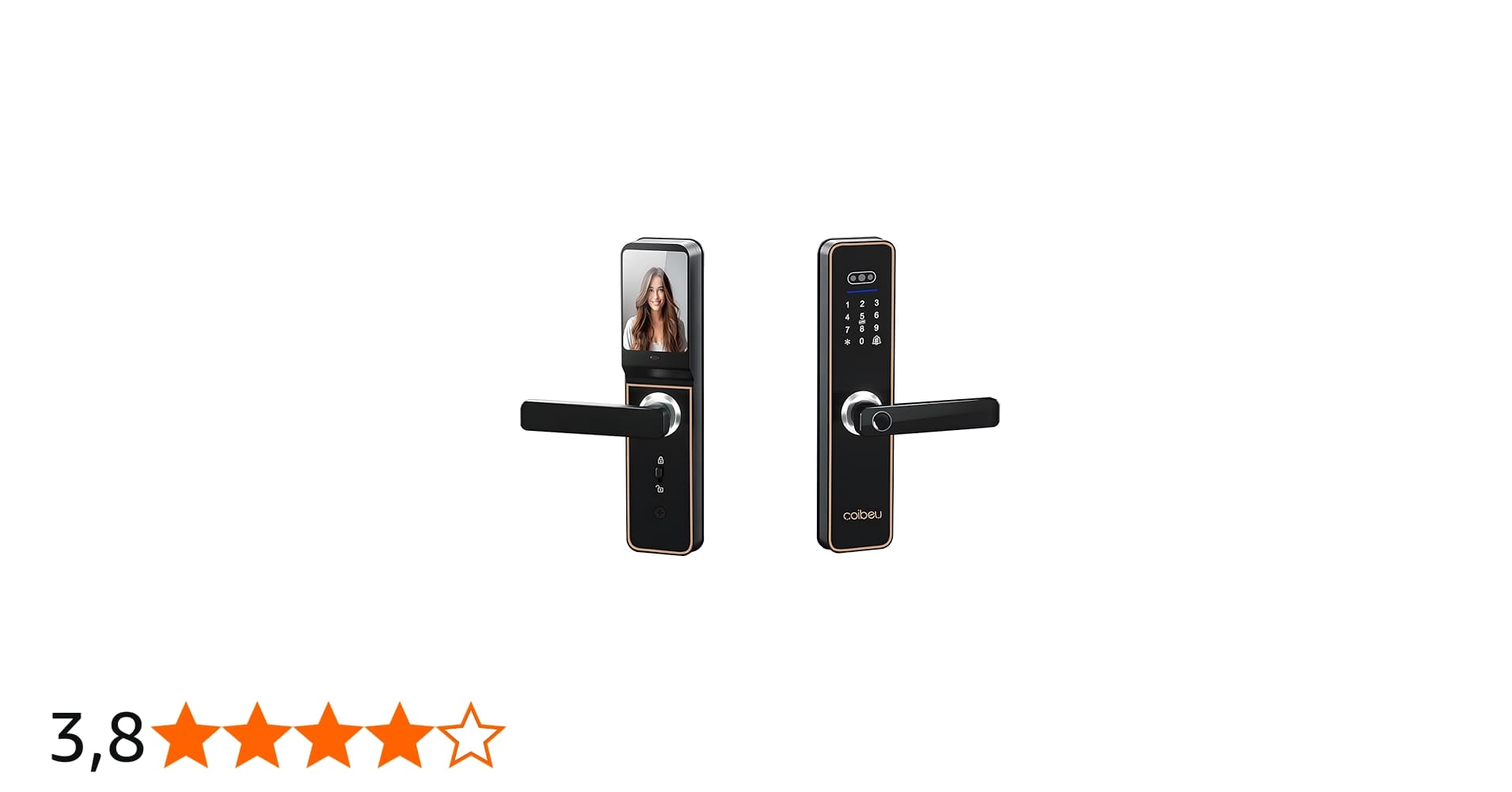 Fechadura Eletronica Inteligente Digital Biométrica com Tela 3,5", App Wi-Fi, Teclado, Cartão/NFC e Chave – Alarme Anti-arrombamento, Cilindro Nível C, Bateria 3500 mAh, para Portas 40–90 Mm