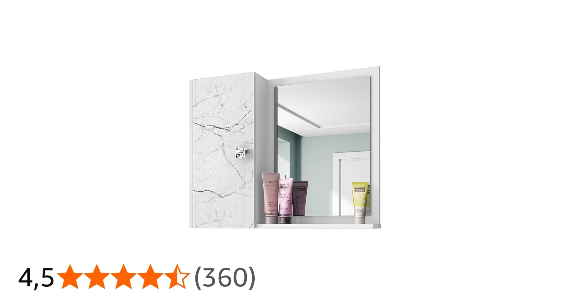 Armário Banheiro Espelheira Gênova com 1 Porta Cor Branco/Carrara