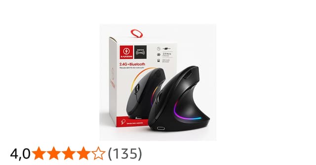 Mouse Ergonômico Sem Fio Vertical Recarregável Silencioso ErgoTech® Rgb - Reduz Dor no Pulso e Fadiga – Compatível com Windows, Mac, Notebook, Pc – Preto, Design Ortopédico Dpi Ajustável