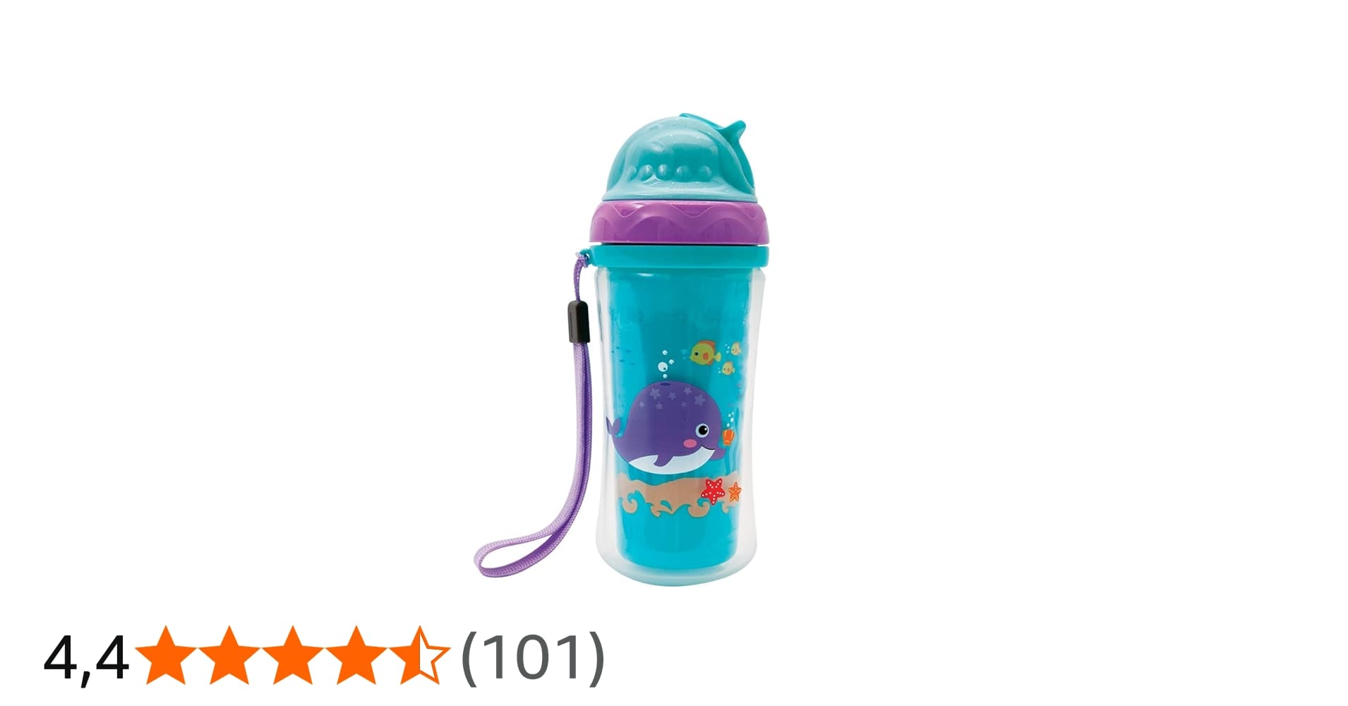 Buba Copo Parede Dupla com Canudo -Turminha do Mar Colorido