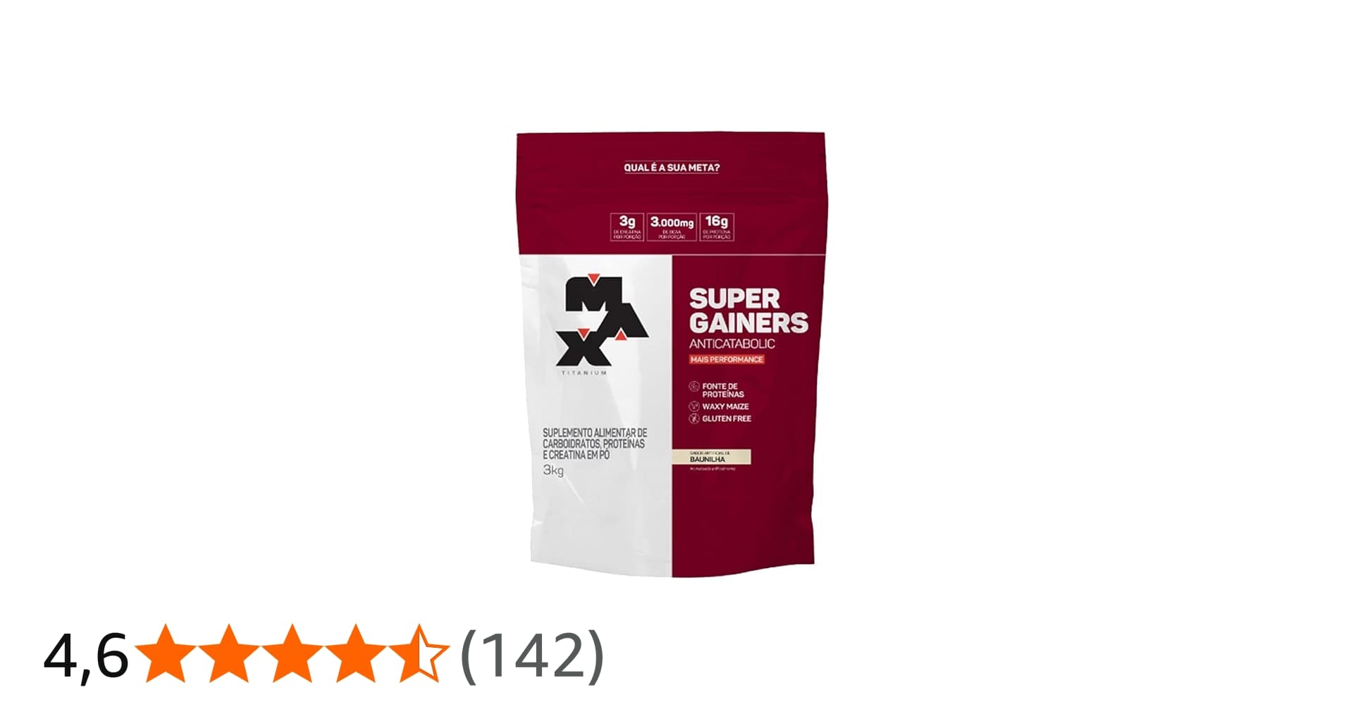 Max Titanium Super Gainers (3Kg) - Sabor Baunilha