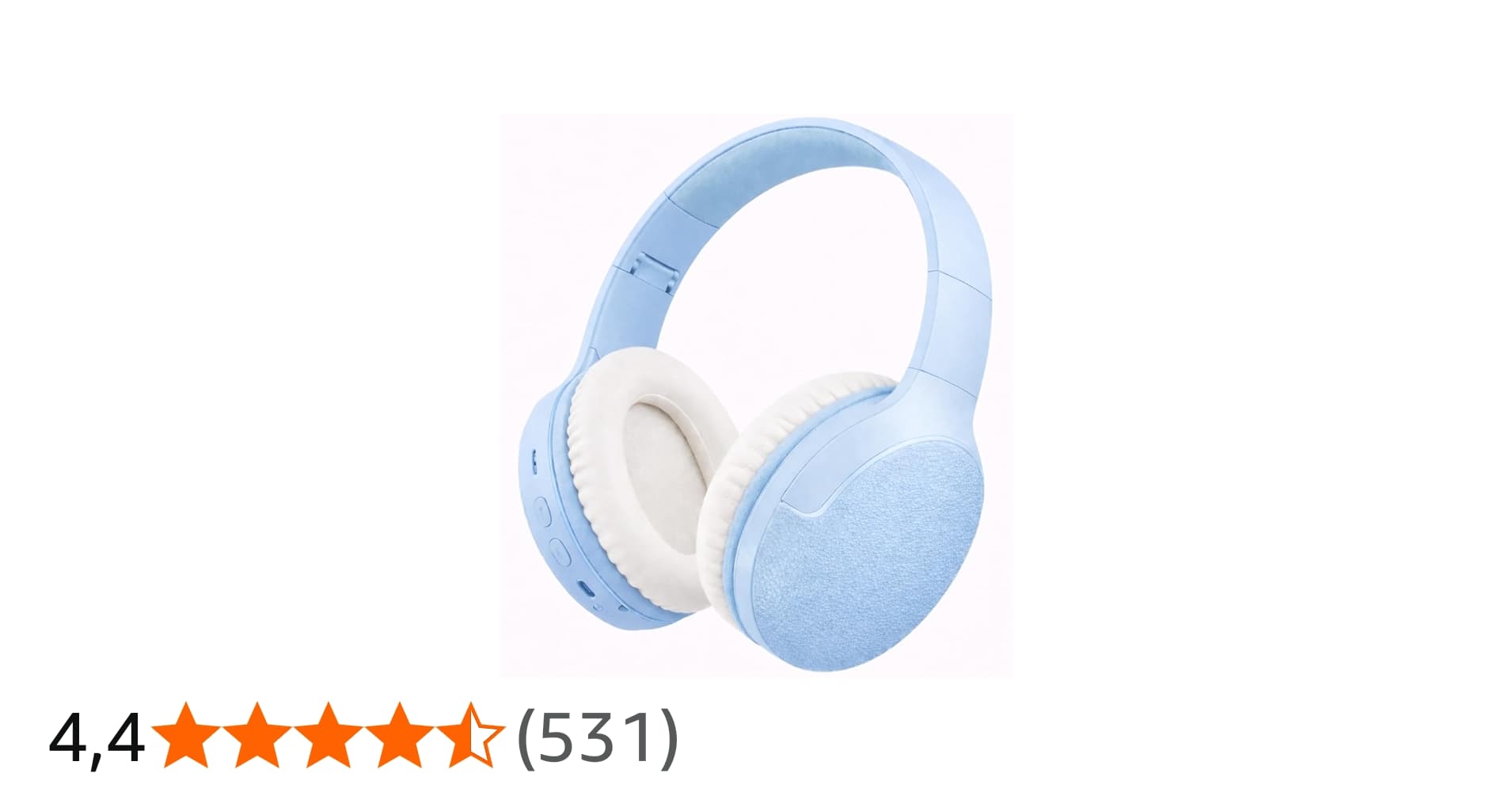 Fone de Ouvido Bluetooth 5.3 Headphone On-ear Sem Fio Fone para Academia e Corridas, com Cancelamento de Ruído Dobrável com Microfone Integrado Premium (Azul Claro)