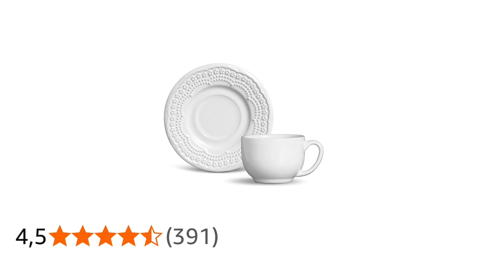 Porto Brasil Conjunto com 6 Xícaras de Chá com 6 Pires Madeleine Branco 161ml