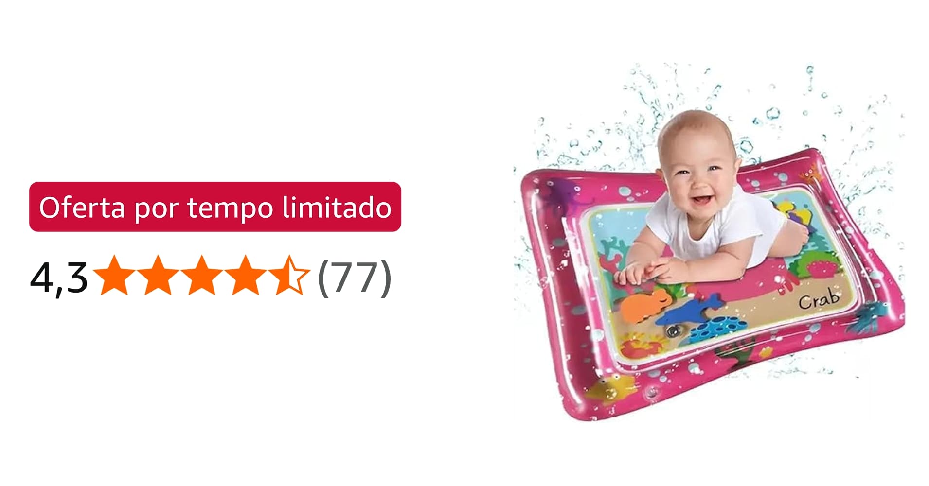 Oferta: Tapete de Água Inflável para Bebês, Atividade Sensorial com Tema Oceano, Brinquedo de Barriga para Desenvolvimento Infantil, Náo Vaza. (Rosa)