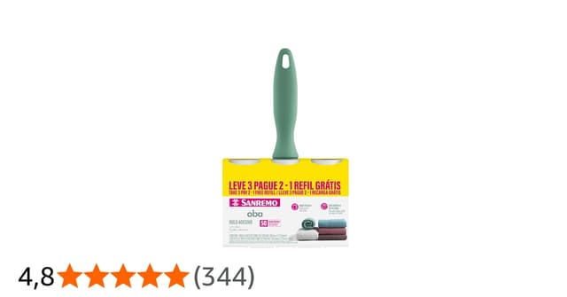 Sanremo - Kit de Rolo Adesivo de 50 Folhas Ultra Adesivas, com Dois Refis, Linha Oba