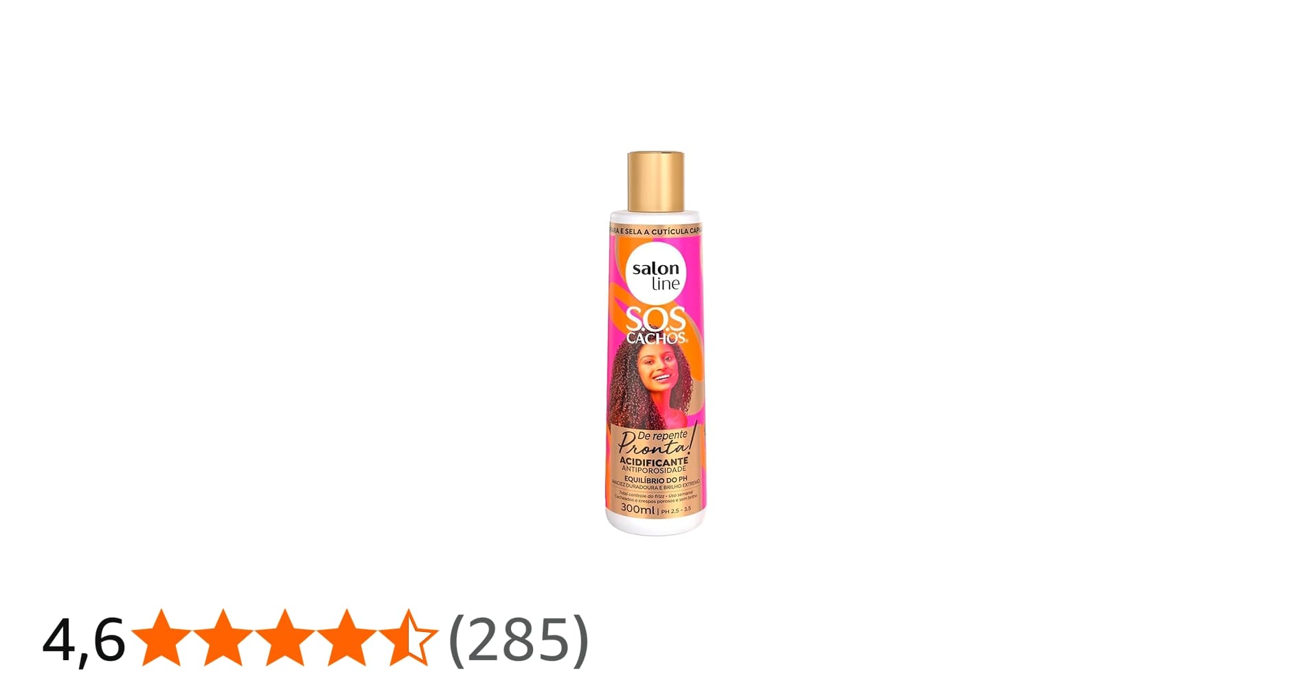 Salon Line, Acidificante, Sos Cachos, de Repente Pronta, Vegano - para Cabelos Cacheados e Crespos, 300ml