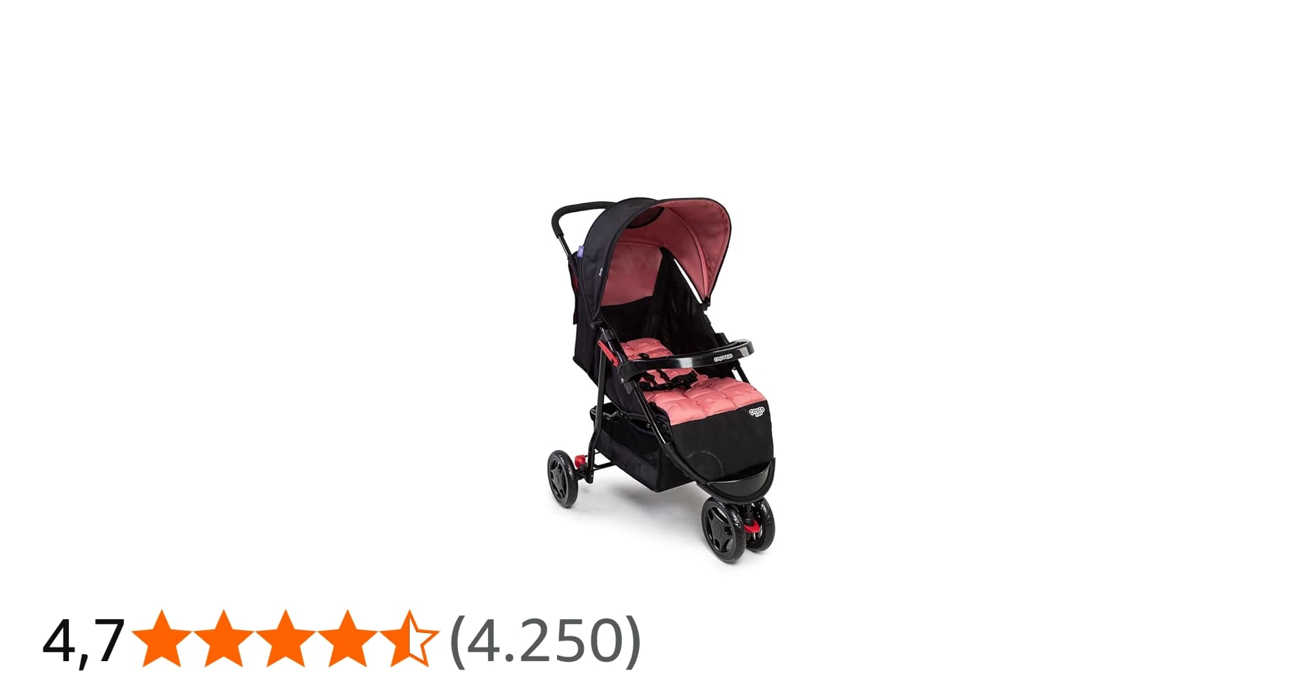 Carrinho de Bebê Cosco Kids, Toffy, Rosa Noite