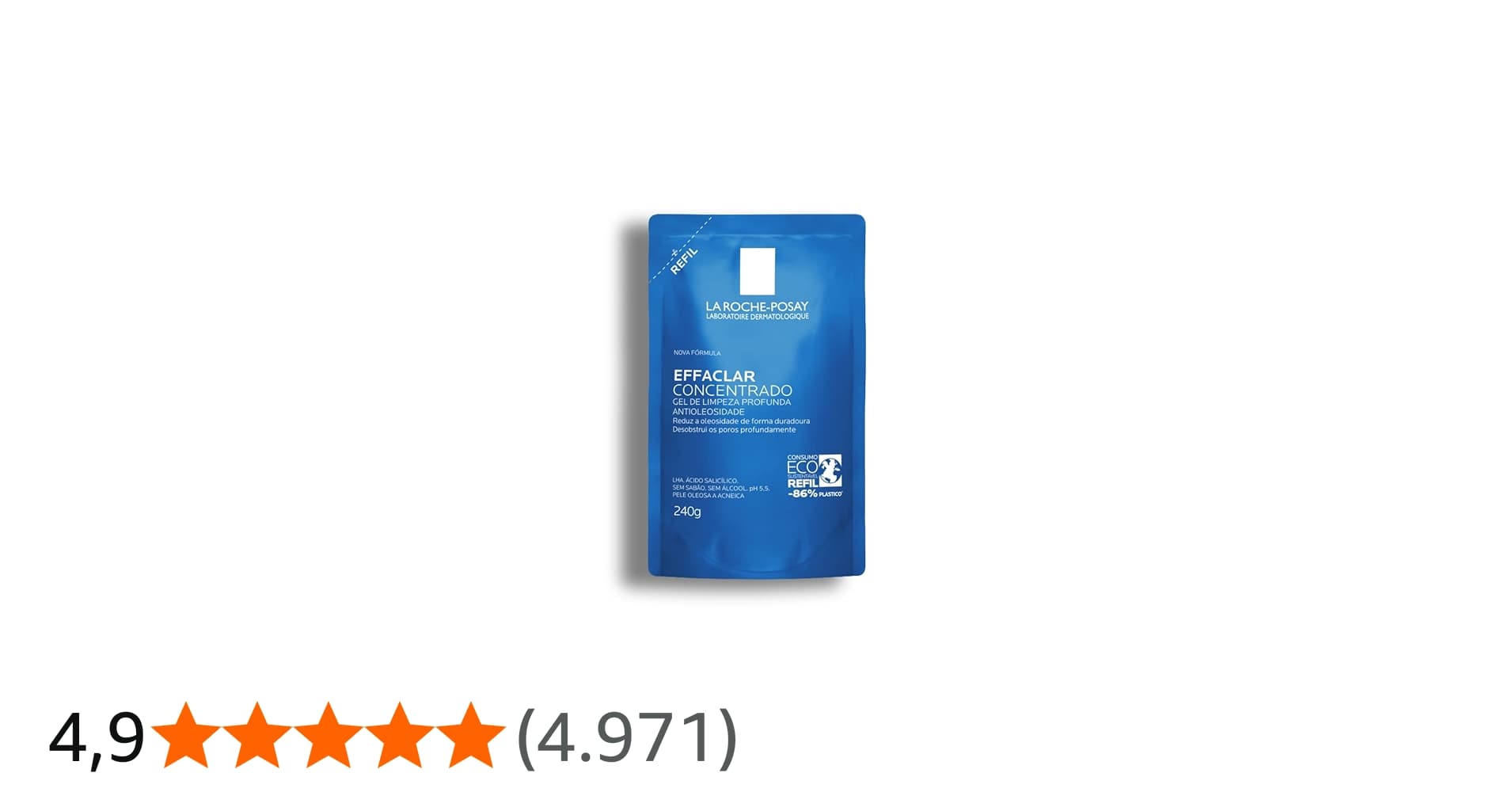 La Roche-posay Effaclar Gel Concentrado. Gel de Limpeza Facial. Limpa a Pele Profundamente Reduzindo a Oleosidade e Lesões Acneica. Limpeza Facial. Pele Oleosa. Ácido Salicílico, Lha, Pca de Zinco.