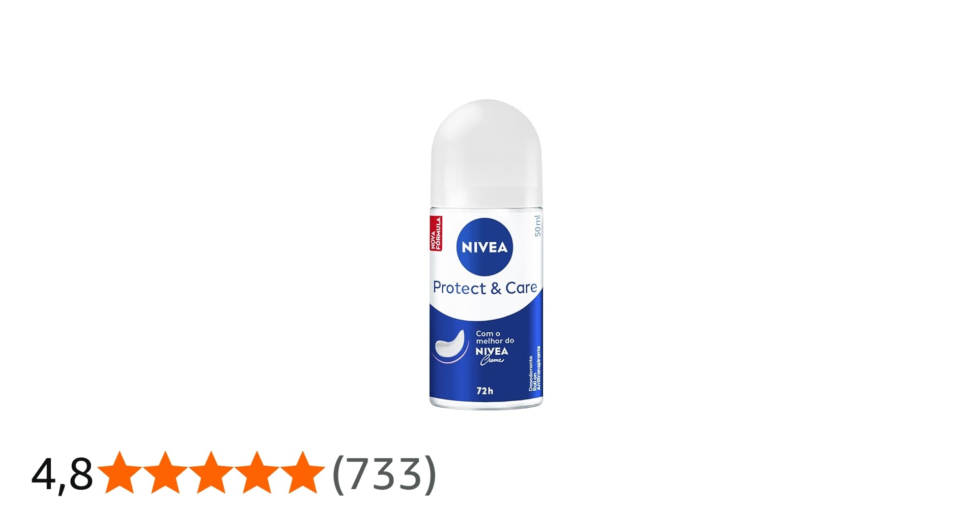 Nivea Desodorante Antitranspirante Roll-on Protect & Care 50ml, Proteção 72h, Cuidado Suave, Axilas Protegidas