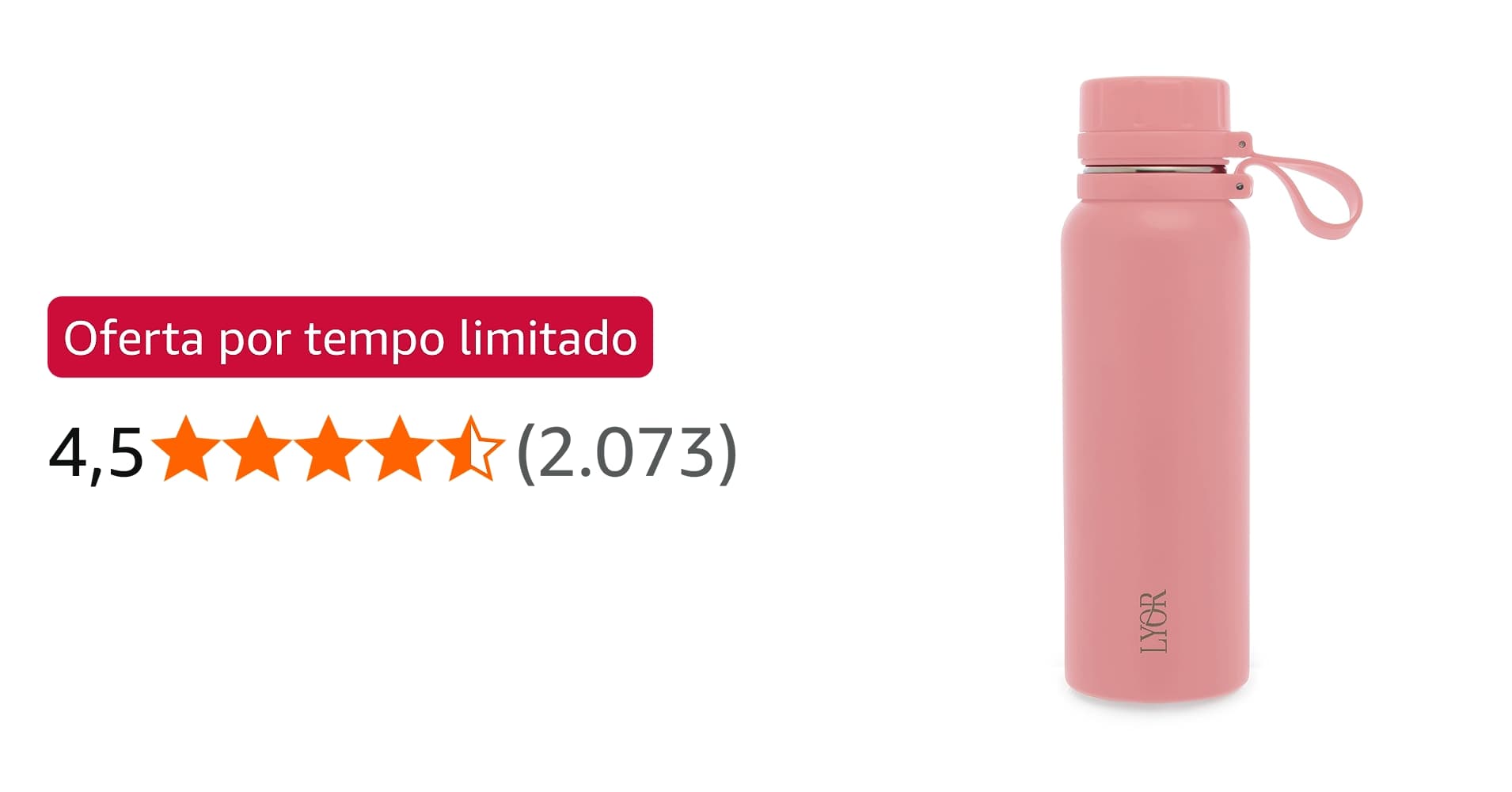 Oferta: Lyor - Garrafa Térmica de Aço Inox Explorer Rosa 650ml
