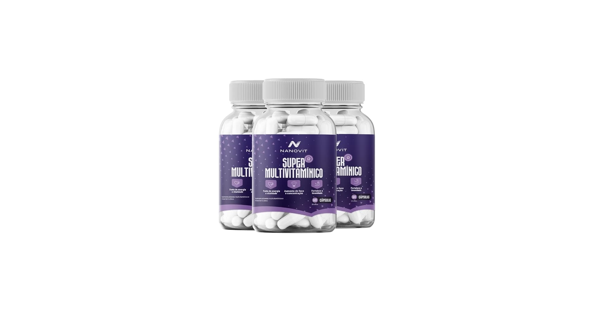 Kit 3 Suplementos Super Multivitamínico a Z Mulher 60 Caps - Nanovit