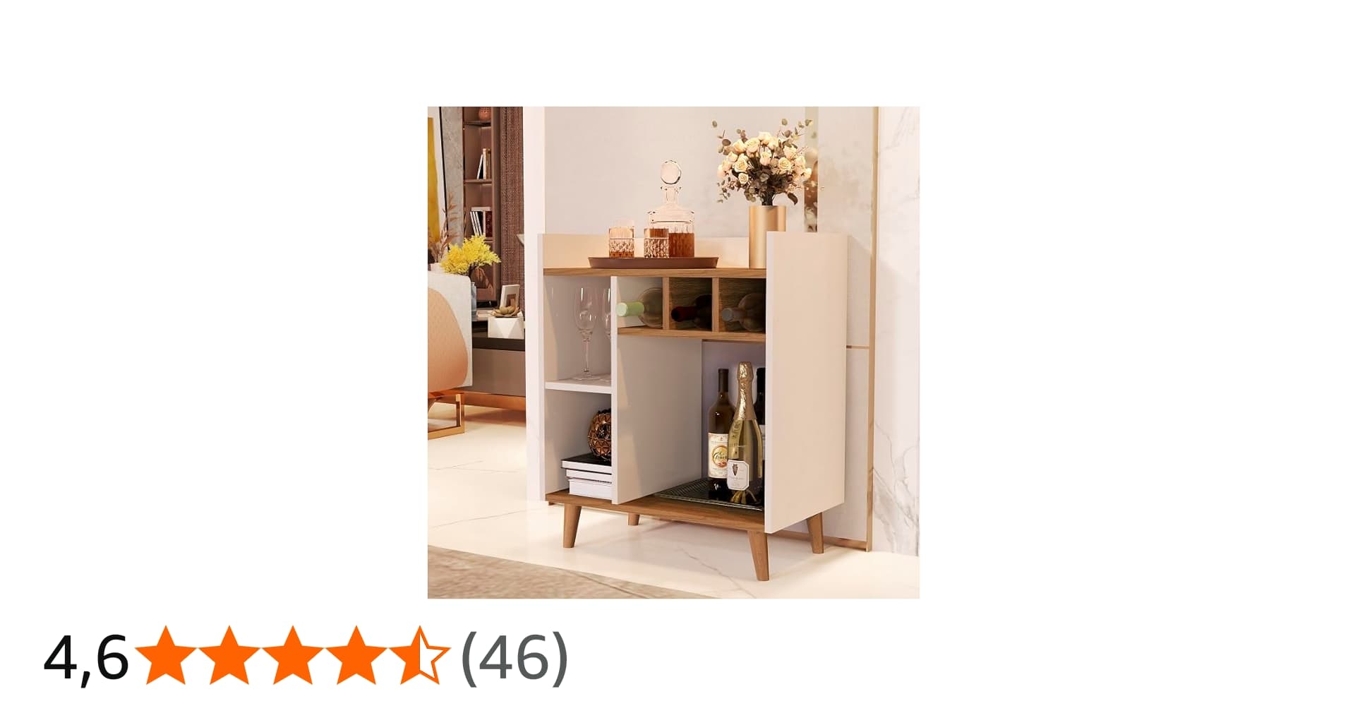 Aparador Buffet Casa/Retrô/Estilo Decor/Cantinho do Café/Recepção/Off White/Freijó