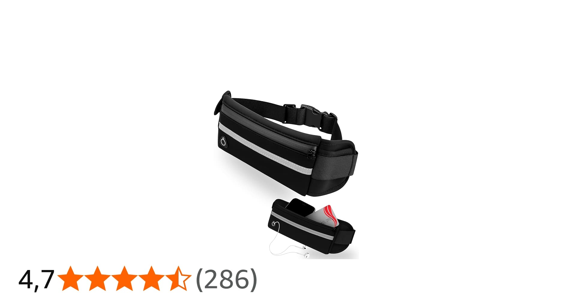 Pochete Preta Corrida Slim Academia Caminhada Ciclismo Fitness Unissex Impermeável e Ajustável - Bolsa de Cintura para Viagem Porta Dinheiro Cartão Celular - Discreta e Resistente - Qualidade Premium