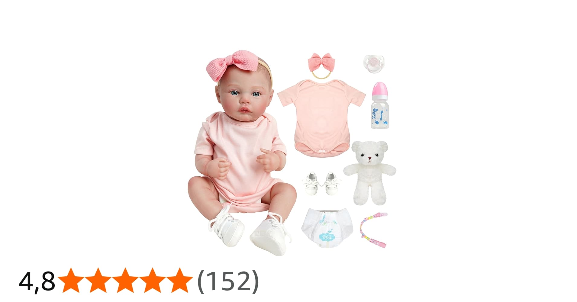 Brastoy Pintada Bebê Reborn Boneca Realistic Silicone Menina Original (48cm Bebe Boneca Pintada)