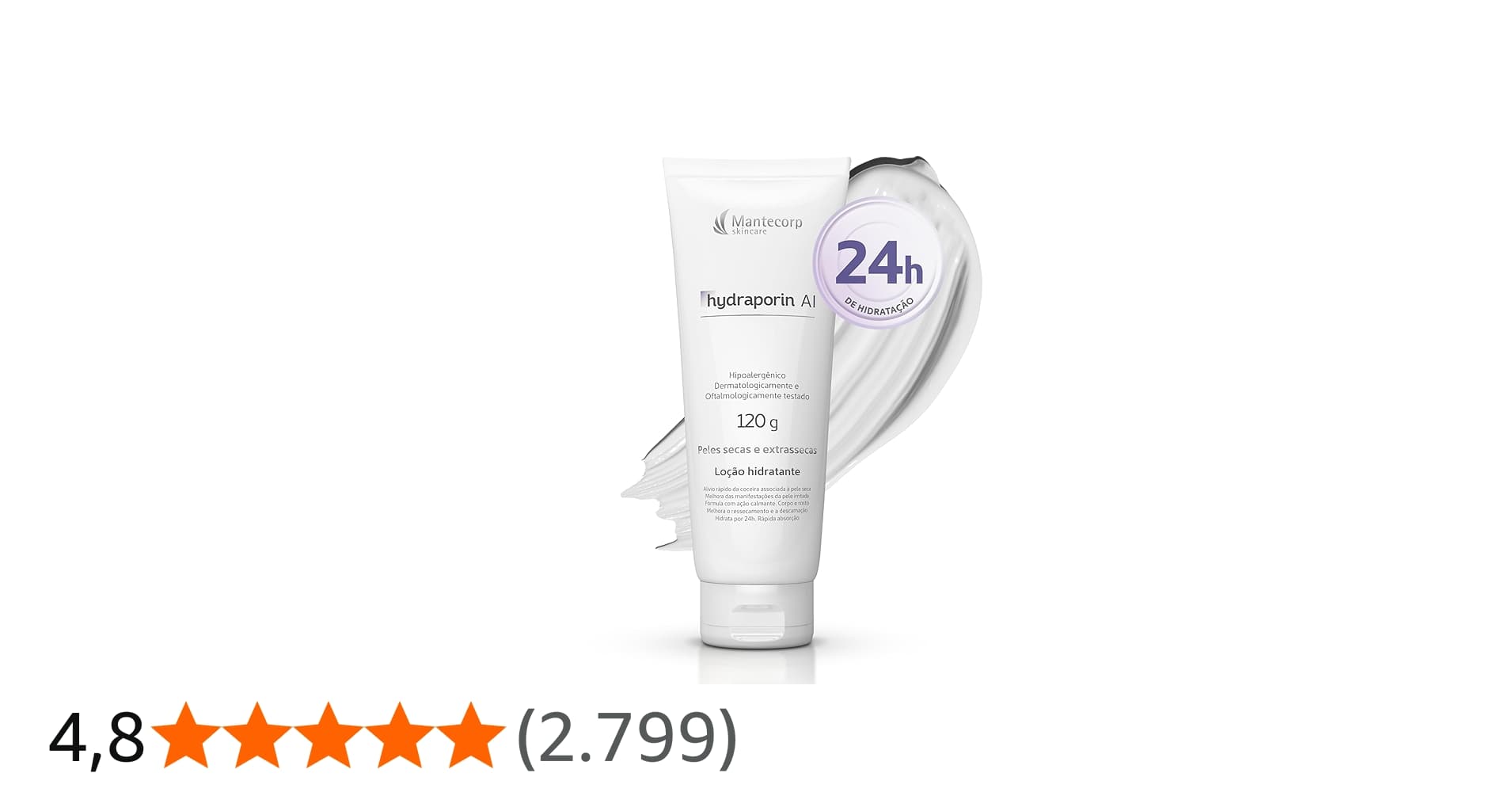 Hidratante Corporal Hydraporin - 120ml - Hidratação e Nutrição - para Peles Secas - Fórmula de Longa Duração e Rápida Absorção - Mantecorp